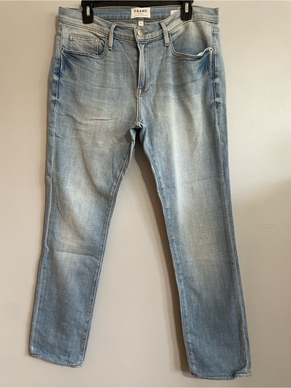 Frame Denim Light Wash Women Slim Straight Jeans. L'Homme Skinny
